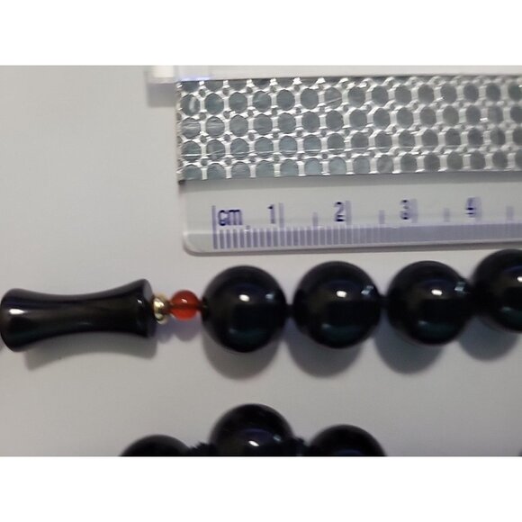 Black Onyx 32” Long Necklace Knotted Bead Mixed 10MM Round and 20MM See Pictures - Picture 5 of 16